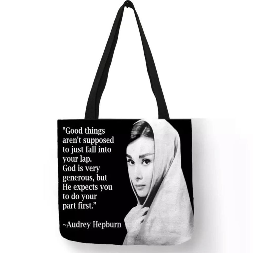 Eco-Friendly Iconic Audrey Hepburn Folding Tote Bag - Picture 1 of 15